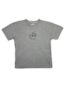 Life is Good T Shirt Mens Medium M Gray Soft Short Sleeve Motorcycle Jake Biker